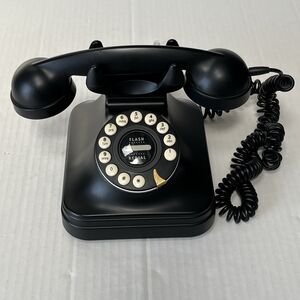 Pottery Barn BLACK Corded GRAND PHONE • Push Button Vintage Retro Rotary Style